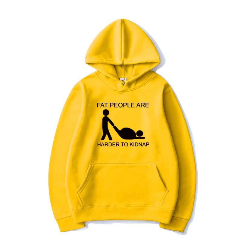 Толстовка с принтом толстых людей труднее повезти однотонные худи Повседневная
