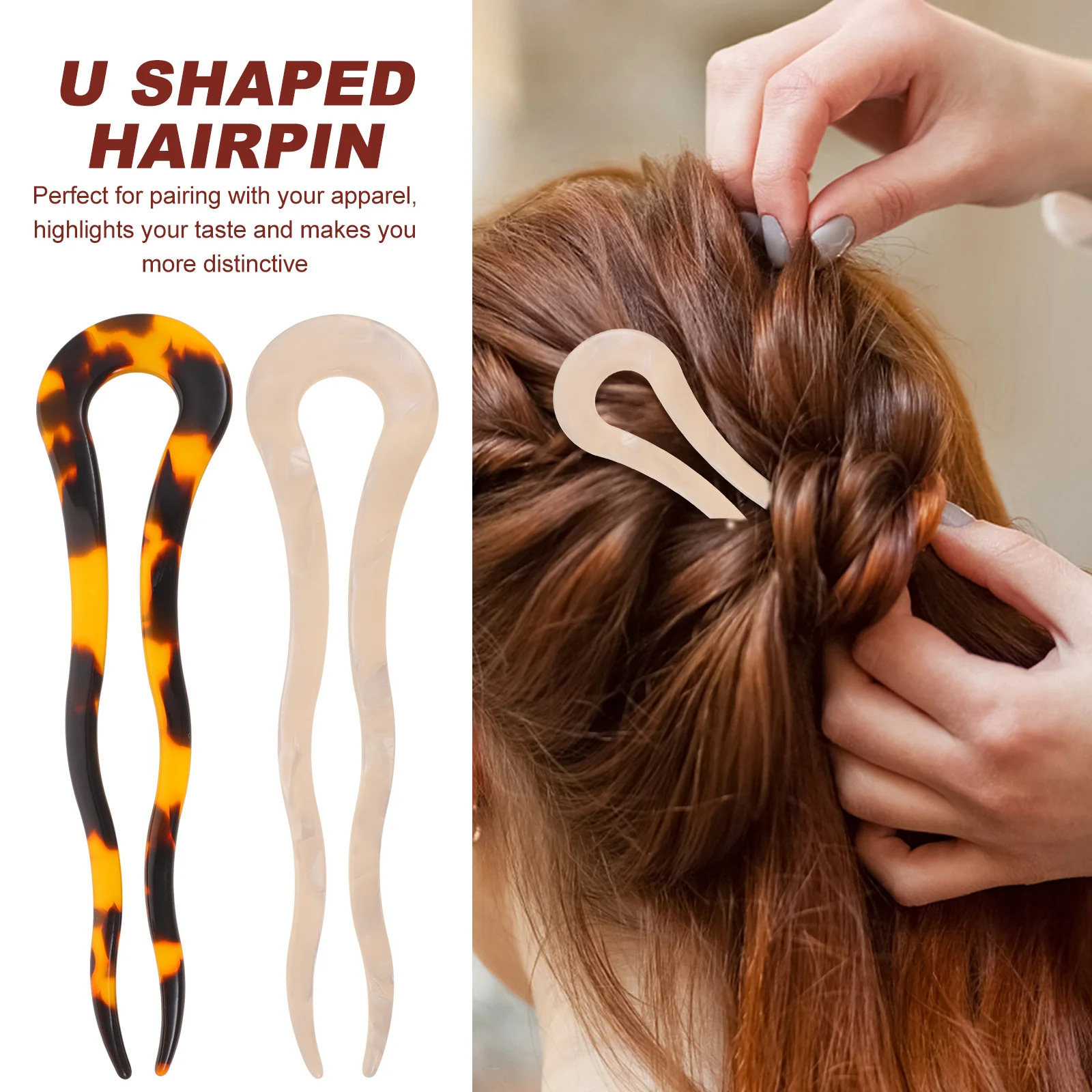 

2pcs U Pins Chignon Pins French Hairpins U-shaped Hair Pins Hair Styling Accessories