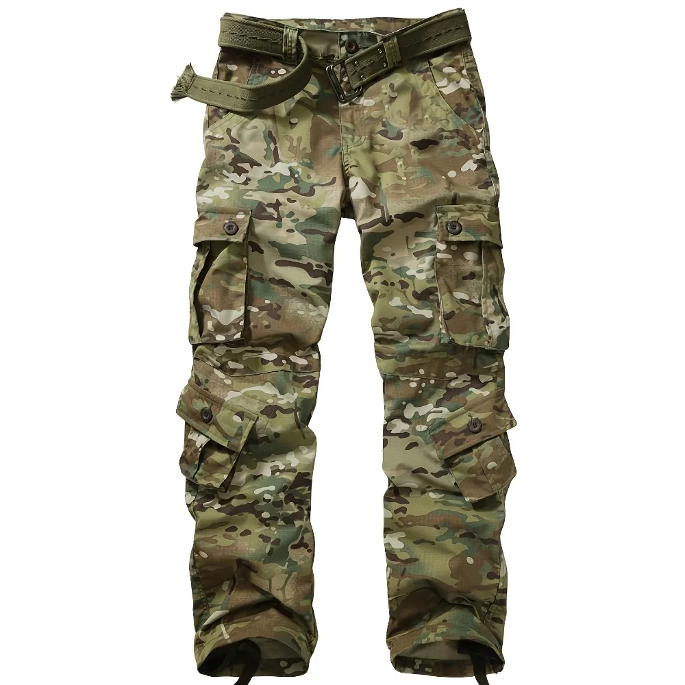 

Men's Ripstop Wild Cargo Pants, Relaxed Fit Hiking Pants, Army Camo Combat Casual Work Pants with Multi Pockets