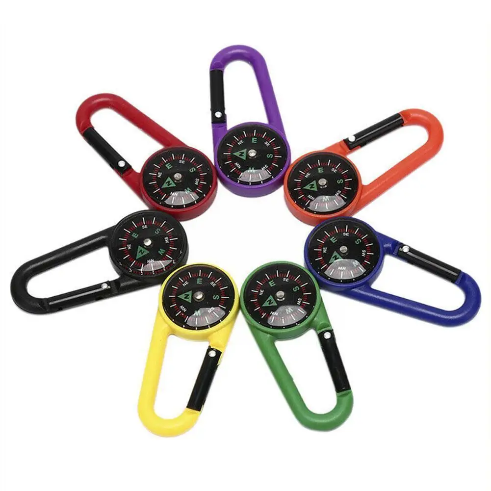 

Compass Keychain Multifunctional Hiking Plastic Waterproof Ring Thermometer Hanging Outdoor Camping Carabiner Compass L3Z2