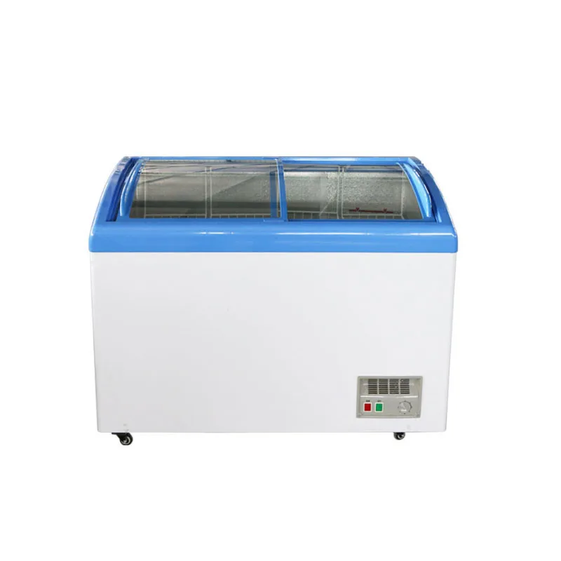 Refrigerador horizontal pequeno comercial de dupla finalidade refrigeração e congelação freezer de grande capacidade de temperatura única