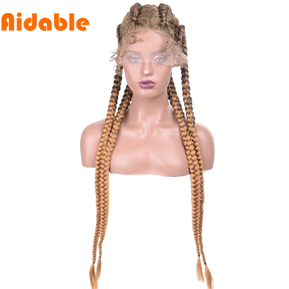 Synthetic Braided Wigs Lace Front Box Braid Wigs for Black Women Long African Knotless Box Braids With Baby Hair Wig for Women