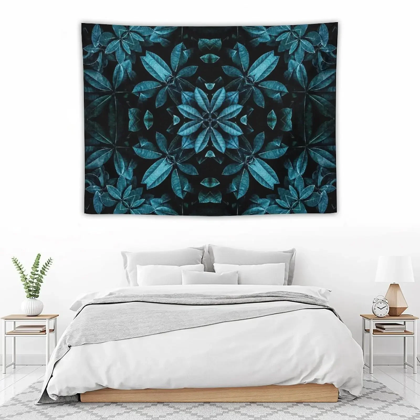 Гобелен с синими листьями мандала украшение для дома милый Декор искусство стен