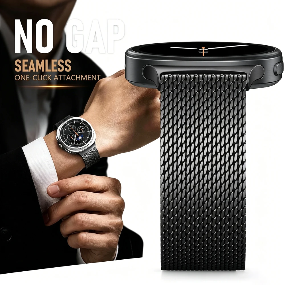 Фото Магнитный ремешок для Samsung Galaxy Watch 8/8 Classic 44 мм, 40 мм, 46 мм, толстый сетчатый металлический браслет Correa Pulseira Galaxy Watch 8 Band №1