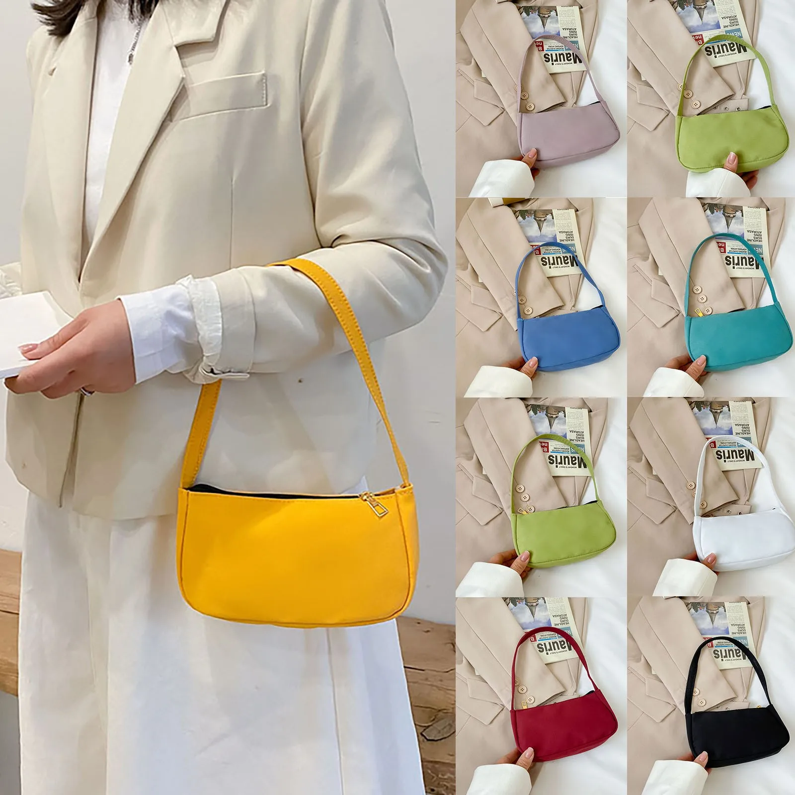 

Bag Business Men Single Bag Bag Shoulder Nylon Fashion Hand Ladies Underarm Bag Cloth Distressed Leather Portfolio for Men