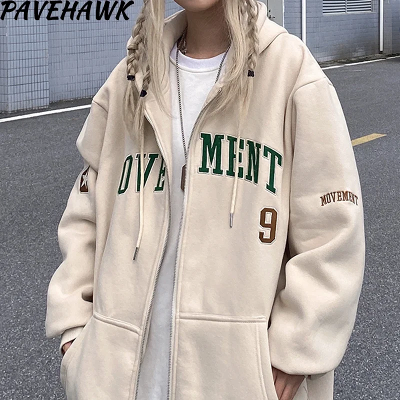 Женское пальто уличная одежда толстовки на молнии с буквенным принтом винтажный