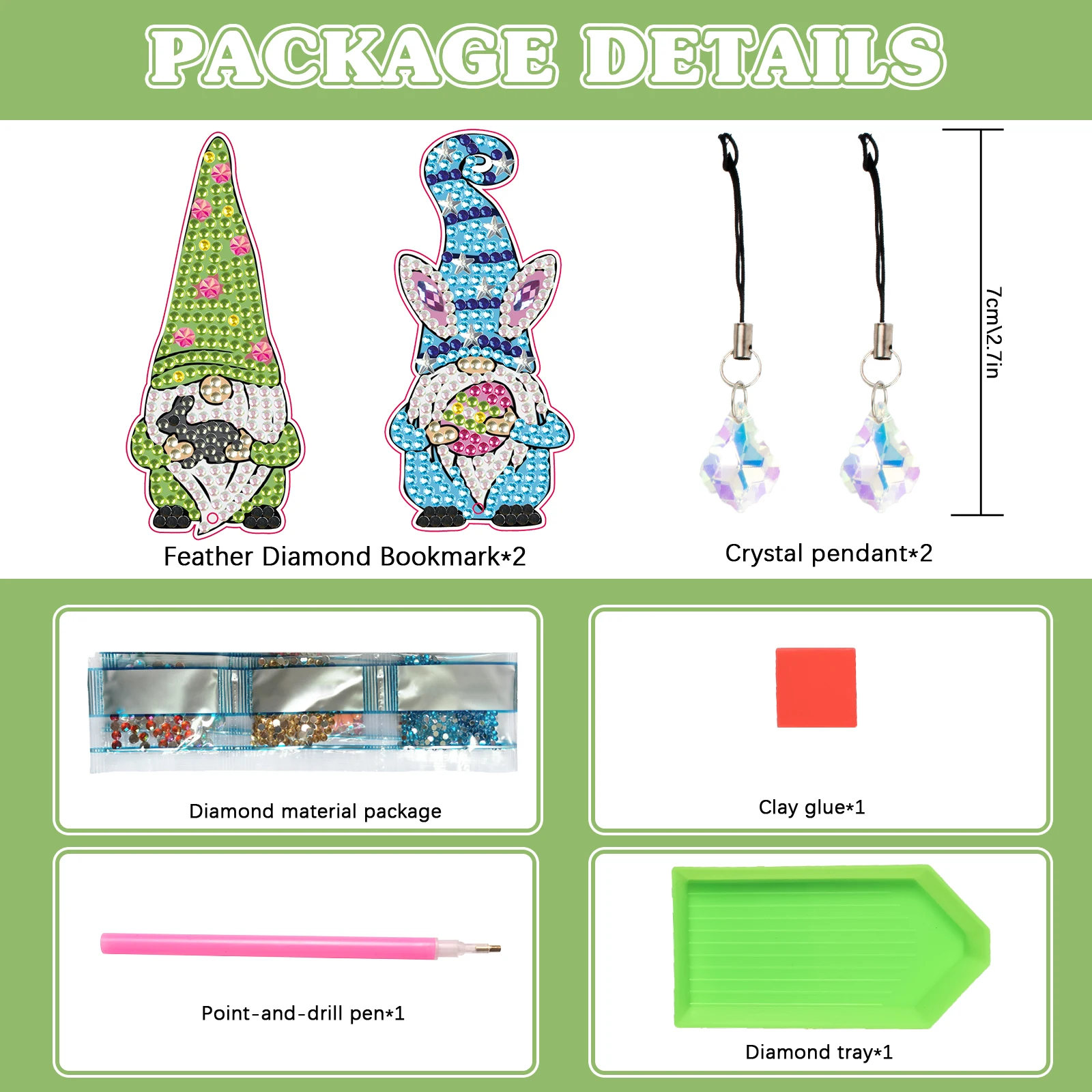 2Pcs DIY 5D Diamond Painting Bookmarks Easter Book Mark Cartoon Gnome Rhinestone Embroidery Mosaic Cross Stitch Kit Art Crafts - купить по