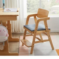 Home Writing Desk Baby Back Chair Solid Wood Dining Chairs Children's Study Chair Adjustable Lift Primary School Student Seat