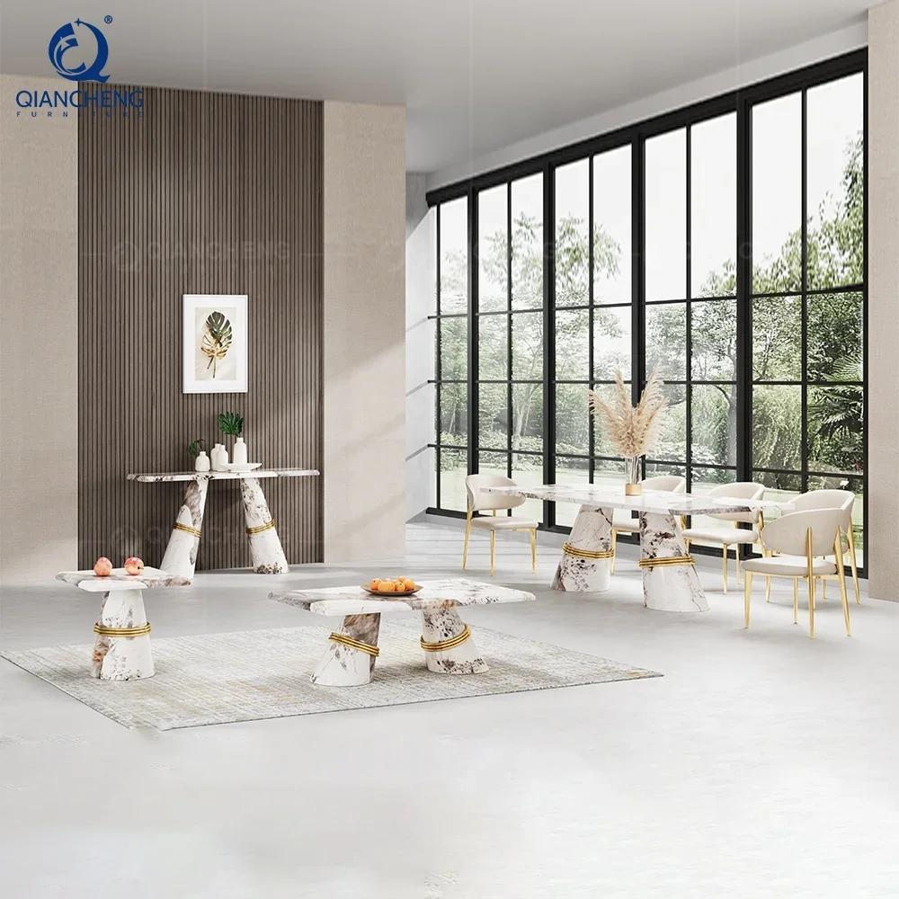 Оптовая продажа обеденный стол из мрамора в европейском стиле для ресторана 12