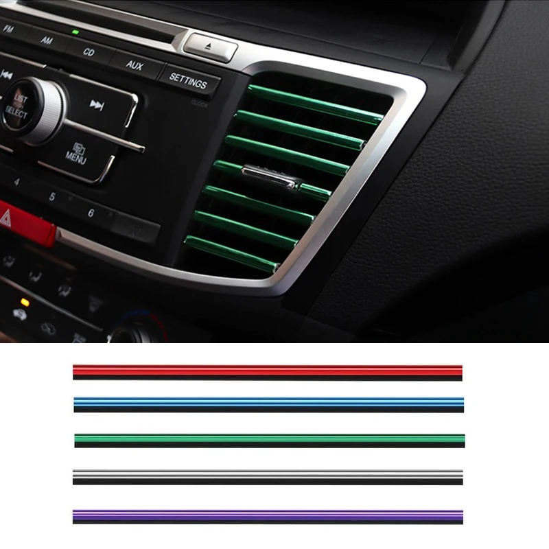 

Car Styling Mouldings Air Outlet Trim Strip Auto Air Vent Grilles Rim Trim Cars Decoration Strips Chrome Interior Accessories