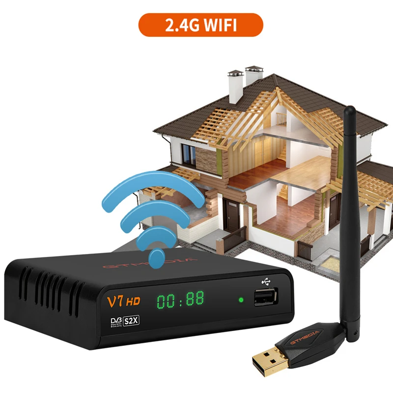 GTMEDIA V7 HD Поддержка DVB-S/S2/S2X AVS + BISS Auto Roll Full PowerVu Unicable USBWifi Dongle онлайн-фильм