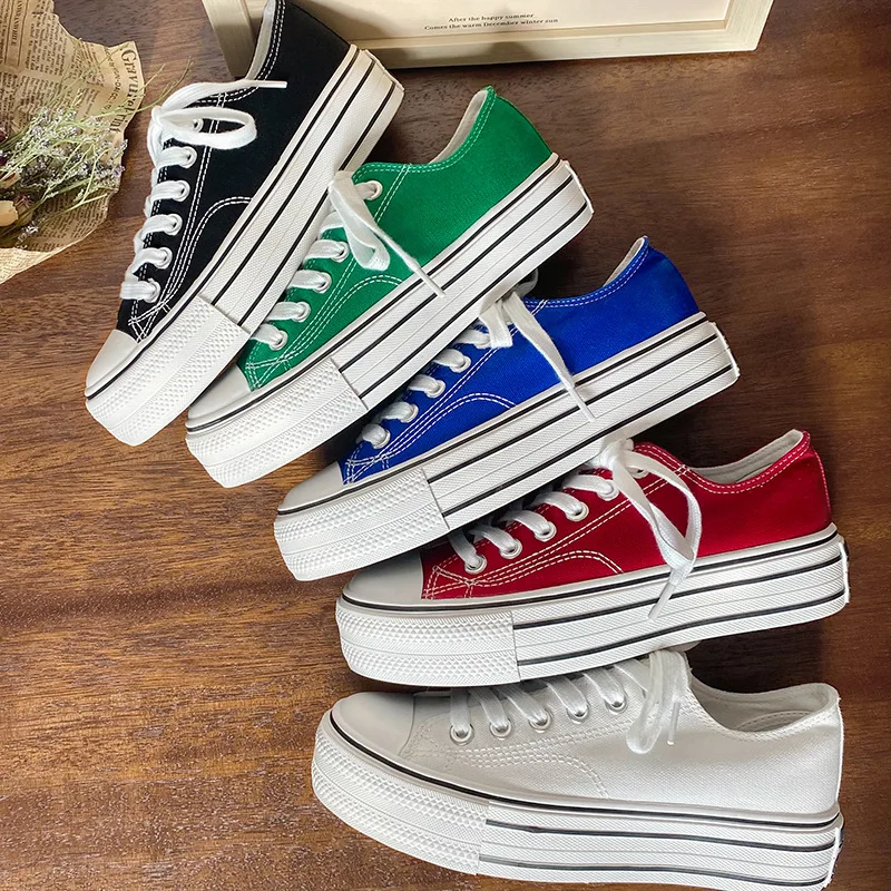 

Low Help Women Fashion Canvas Casual Shoes Casual Sneakers Breathable Increase In Height Driving Vulcanize Lovers Walking Shoes