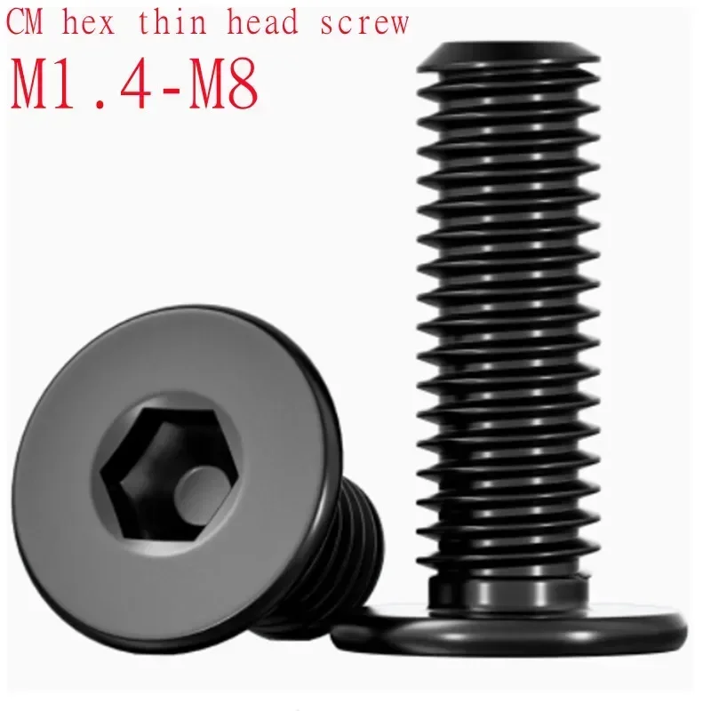M1.4 M1.6 M2 M2.5 M3 M4 M5 M6 M8 M10 Black 304 Stainless Steel Allen Hexagon Hex Socket screw Ultra Thin Flat Wafer Head Screw
