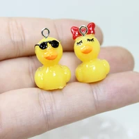 10pcslot cartoon duck charm resin 3d yellow duck pendants diy earrings dangle keychain jewelry making accessories gifts