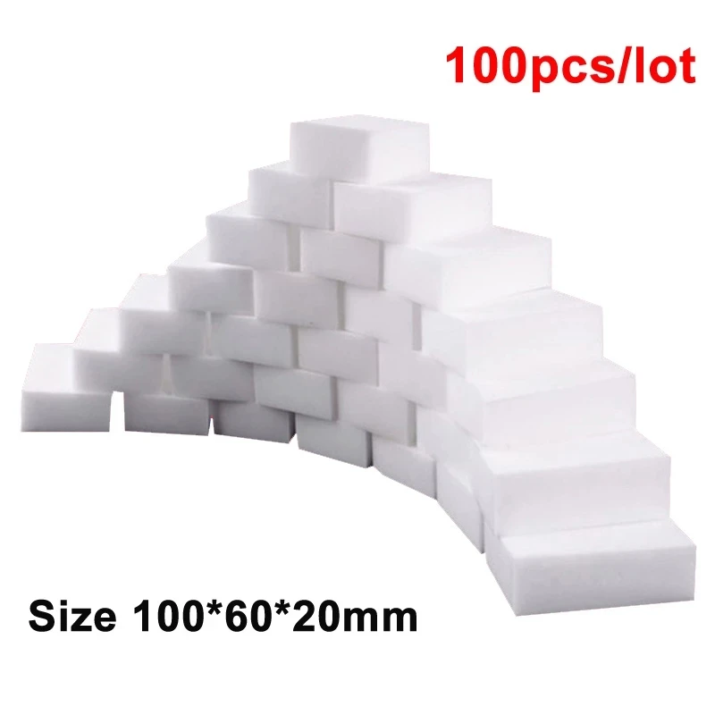 

100pcs/lot Magic Sponge Multi-functional Cleaning Eraser Melamine Sponge For Kitchen Bathroom Cleaning Accessories 100*60*20mm