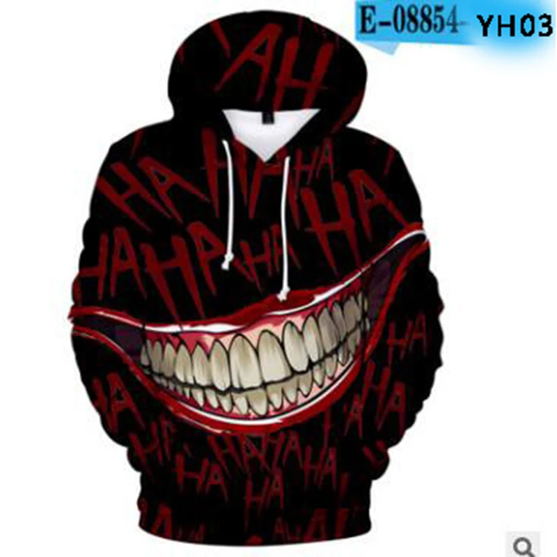 

Толстовка с капюшоном для мужчин и женщин, свитшот с 3D-принтом «Ха-ха» и «Джокер», в стиле хип-хоп, уличная одежда, свитшоты для мальчиков и де...