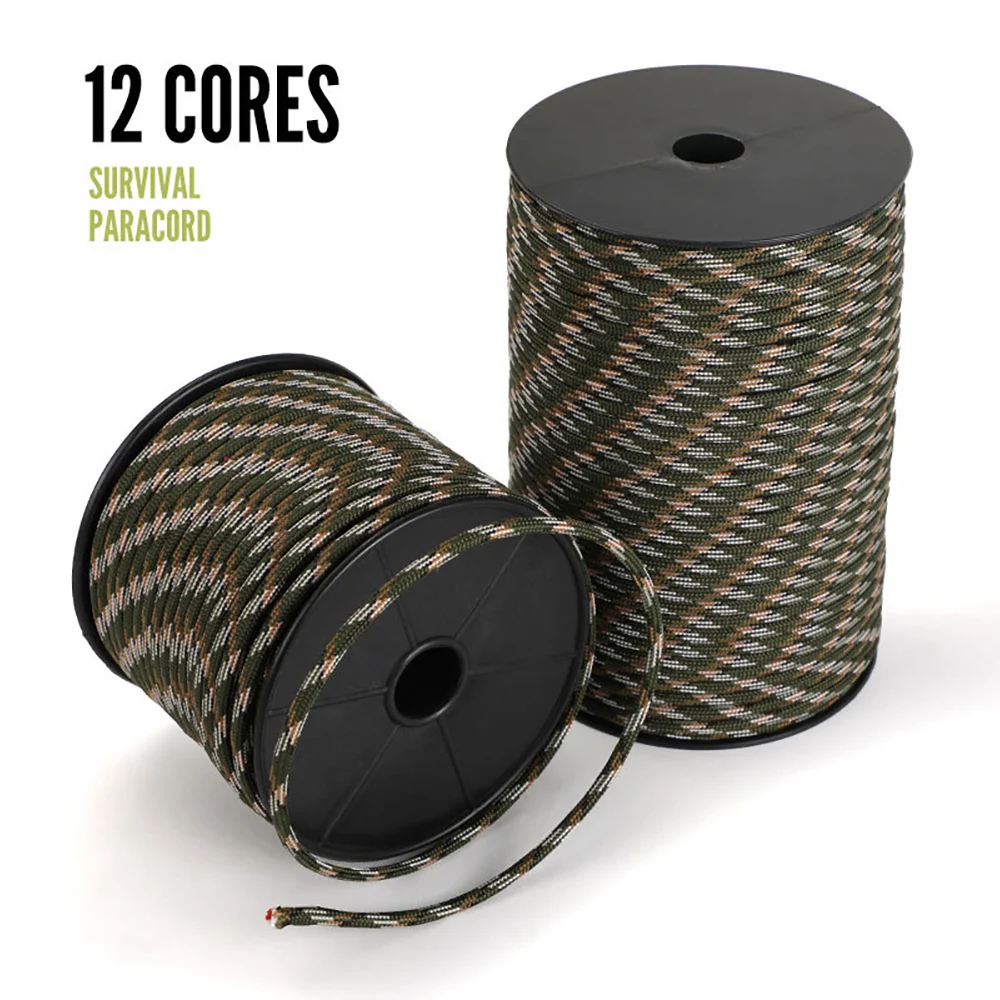 

9/12-Cores 50M 550 Paracord 4mm Military Parachute Cord Outdoor Camping survival Rope Umbrella Tent Lanyard Strap Clothesline