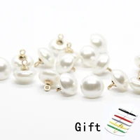 10mm mushroom faux plastic shirt semicircle pearl buttons gold shank button for clothing woman kids decorative mini sewing diy