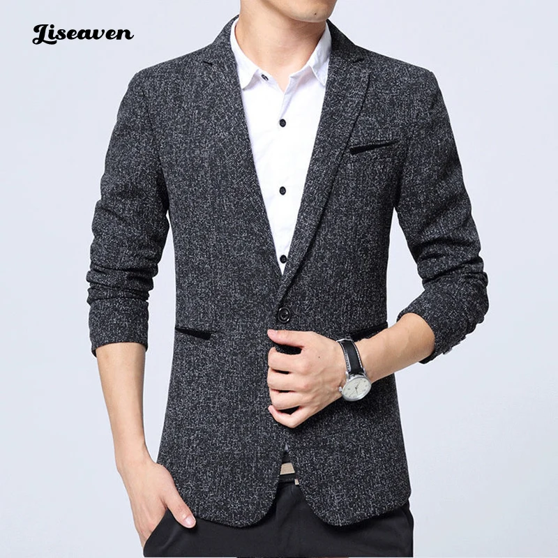 

Новинка 2022, мужские блейзеры Liseaven, Мужская одежда, тонкое пальто, Мужской Блейзер, куртка