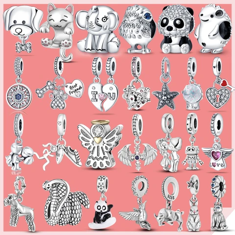 2022 Хэллоуин серии ангел животное кошка собака череп голова подвески любовник пара кулон Fit Pan 925 браслет женские ювелирные изделия бусины