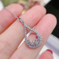 huitan aesthetic pear shape pendant necklace with transparent cubic zirconia luxury fashion womens necklace for wedding jewelry