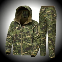 waterproof jacket man hiking set fleece thickened warm camouflage suit for hiking outdoor camping military jacket men tactical