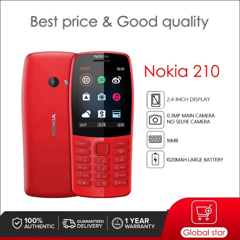 

Оригинальный сотовый телефон Nokia 210(2019), 2,4 дюймов, 1020 МП, мА · ч, 16 Мб, две SIM-карты, сотовый телефон высокого качества, бесплатная доставка