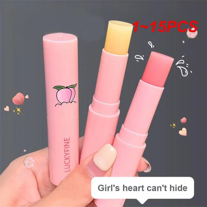 

1~15PCS Natural Peach Lip Balm Long-lasting Moisturizing Lipstick Temperature Change Color Lipstick Anti-drying Hydration Lip