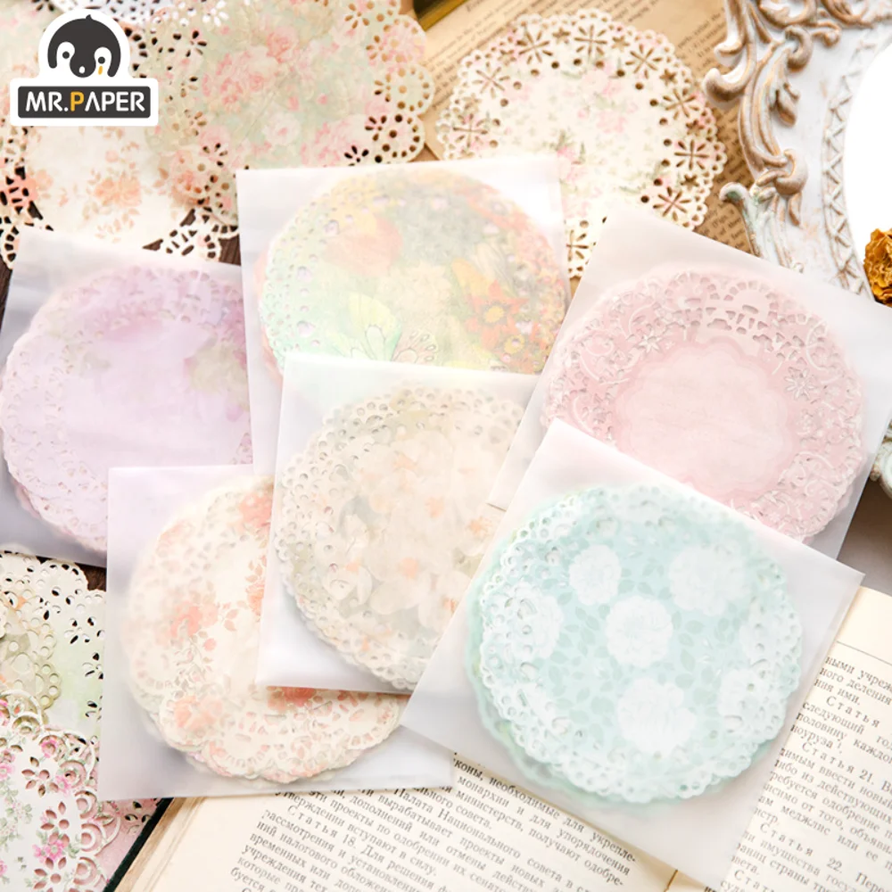 

Mr.Paper 6 Style 20 Sheets/pack Vintage Paper Cardstock Colorful Lace Ins Dreamy Handbook DIY Decoration Message Paper