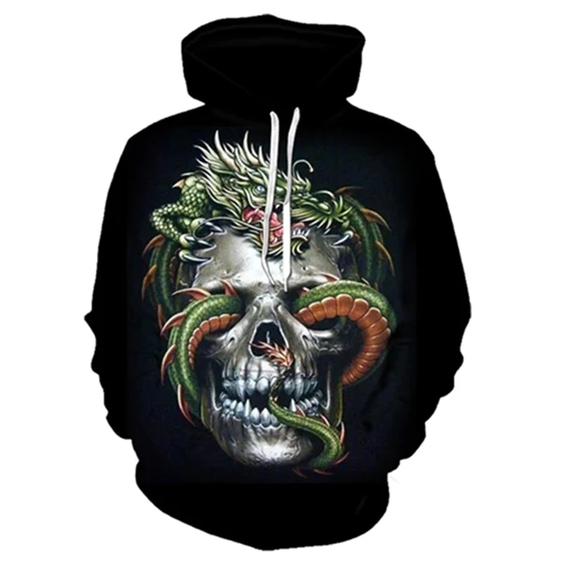 

Vintage Terror Skull 3D Graphics Print Hoodies For Men Y2k Clothing Black Casual Loog Sleeve Pullover Sweatshirt Hoodie Top Tees