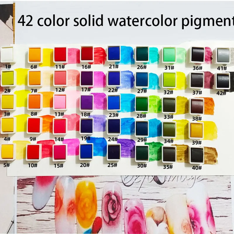 

42Color Nail Solid Pigment Watercolor Blue Purple Green Decor Solid Color Draw Smudge Glitter Watercolor Painting Nails Manicure