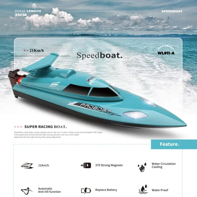 Радиоуправляемый скоростной катер 2 4G Wltoys Wl911-A высокоскоростной двигатель