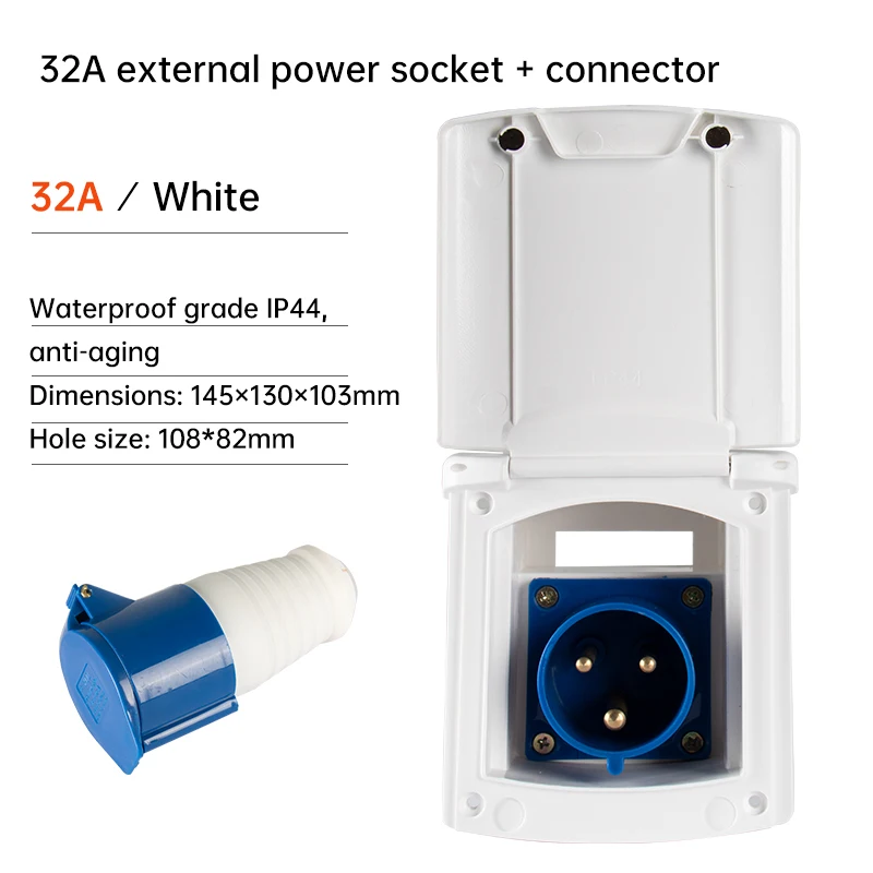 Внешний разъем питания для автодома, 220 В-240 В, 16 А, внешний подъем для заподлицо, водонепроницаемая розетка, аксессуары для кемпера и караванов