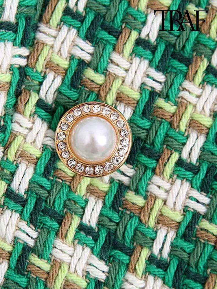 Пиджак женский твидовый двубортный с длинным рукавом и карманами | Женская