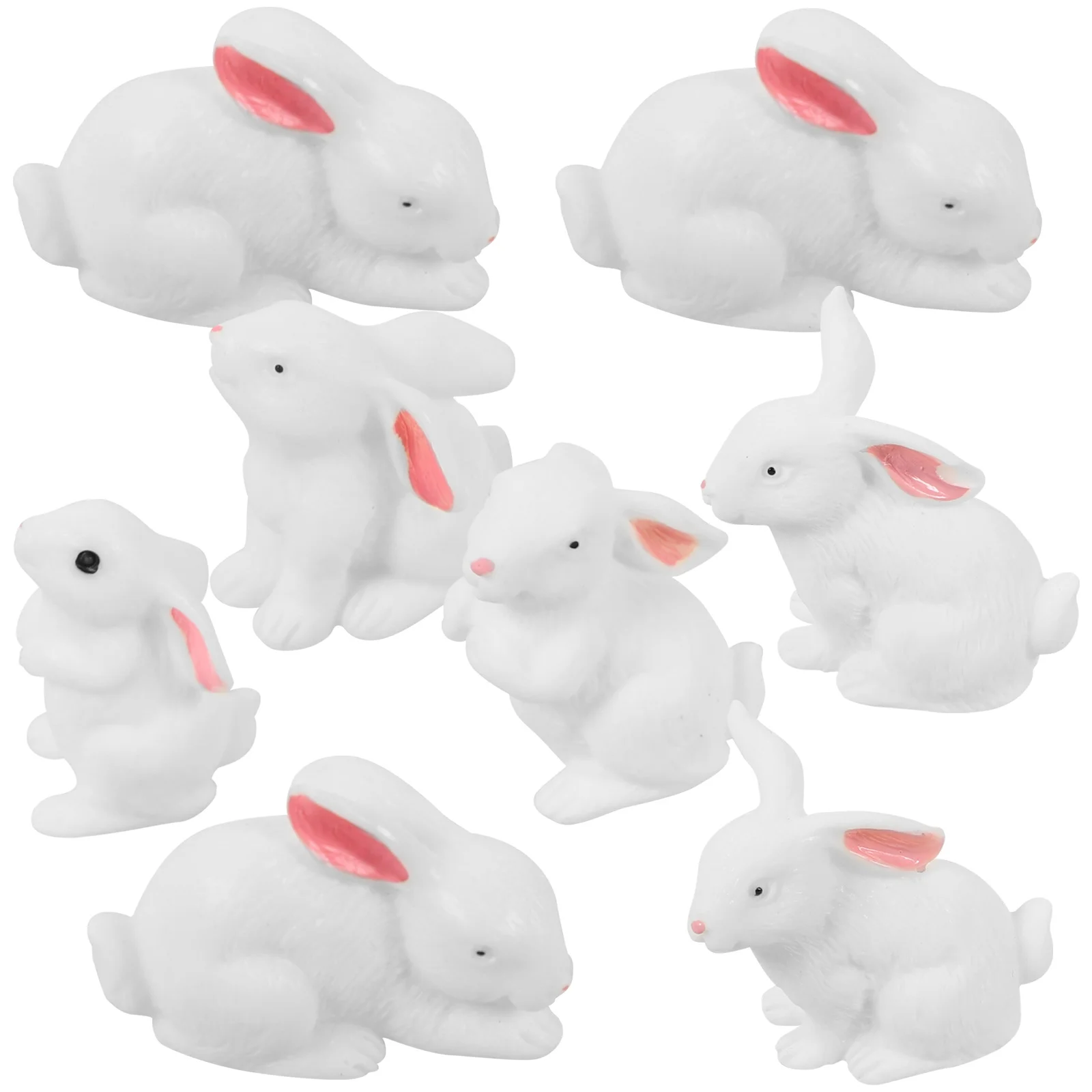 

8 Pcs Rabbit Ornament Cupcakes Containers Small Rabbit Toys Crafts Family Rabbit Figure Synthetic Resin Miniature Animal Figures