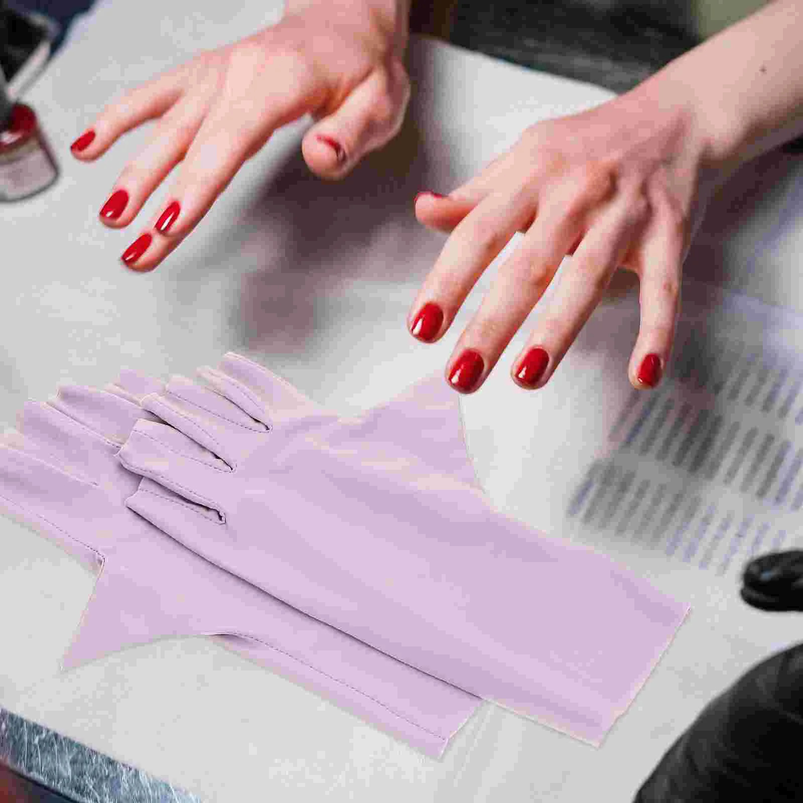 

2 Pairs Nail Anti UV Gloves UV Protection Gloves Sun Protection Fingerless Gloves for Manicure