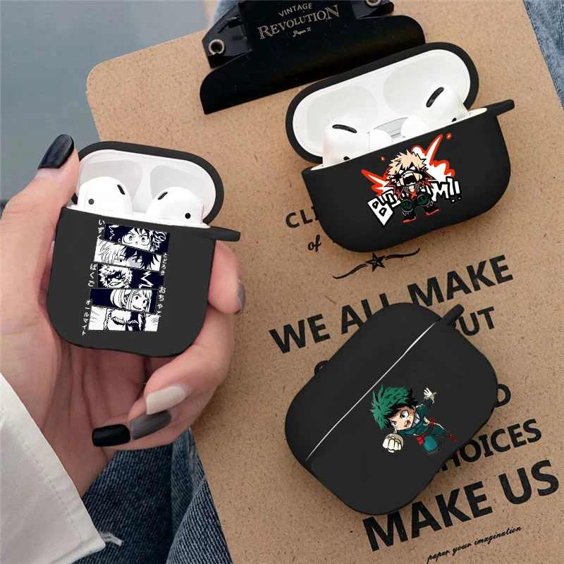 

Japanese anime My Hero Academia deku Soft silicone TPU Case For AirPods Pro2 1 2 3 Black Wireless Bluetooth Earphone Box Cover