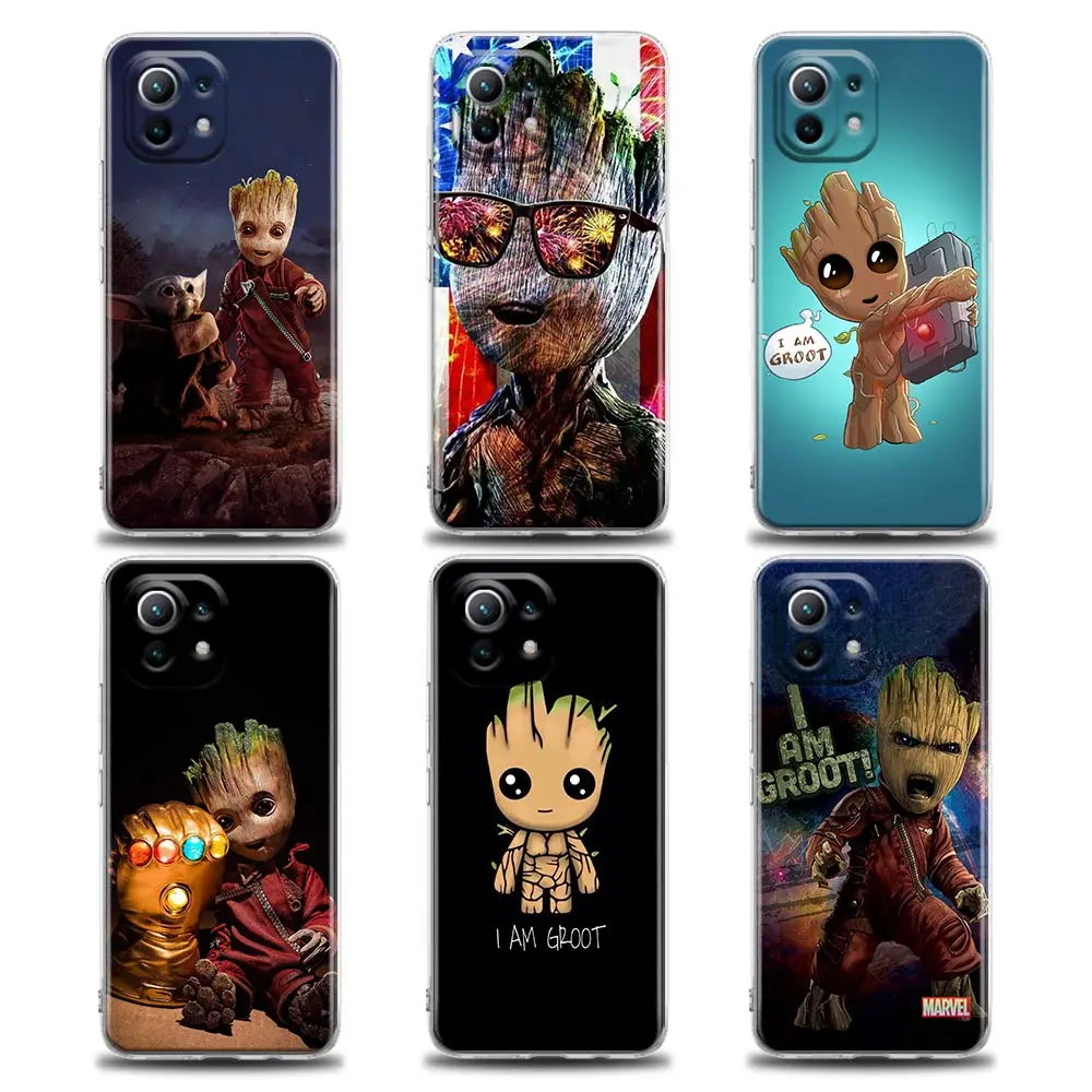 

Transparent Cases For Xiaomi Mi 12 11 Lite 5G NE 11X 12X 13 11T 12T Pro Note 10 For Poco X3 Pro NFC M3 F3 M5s Cover Marvel Groot