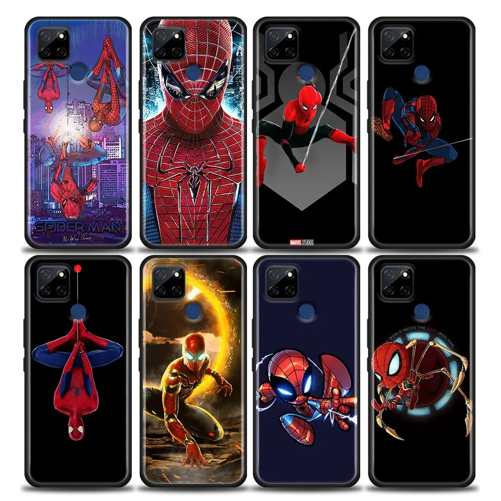 

Phone Case for Realme Q2 C20 C21 V15 8 C25 GT Neo V13 5G X7 Pro Ultra C21Y Case Soft Silicon Cover Marvel Spider-Man hero luxury