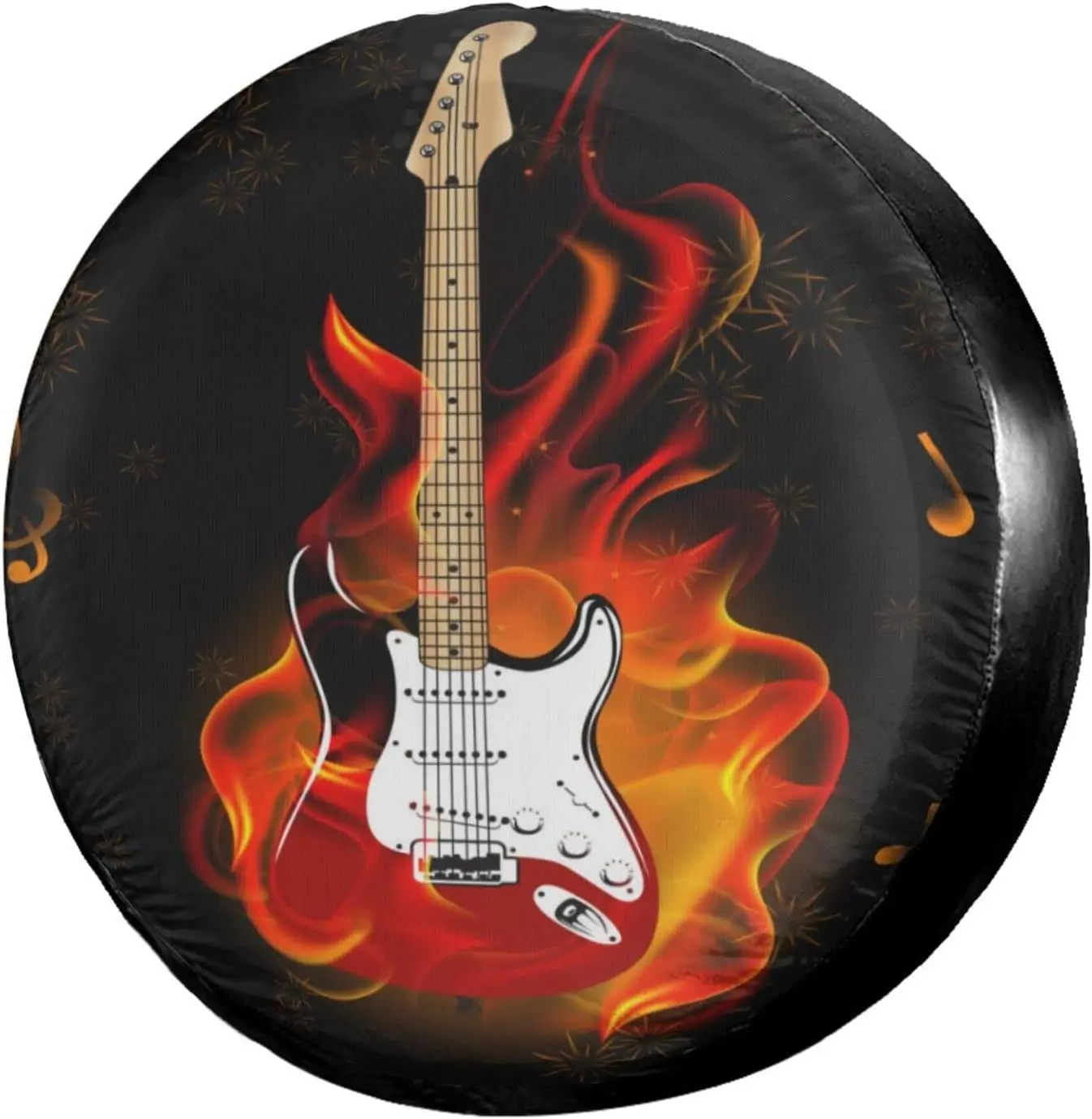 

Delerain Burning Guitar Spare Tire Covers for Jeep RV Trailer SUV Truck and Many Vehicle, Wheel Covers Sun Protector Waterproof,