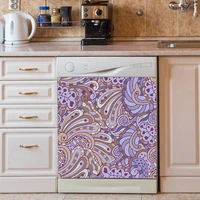 boho dishwasher magnet cover purple flower magnetic dishwasher sticker refrigerator panel decorative decal appliances