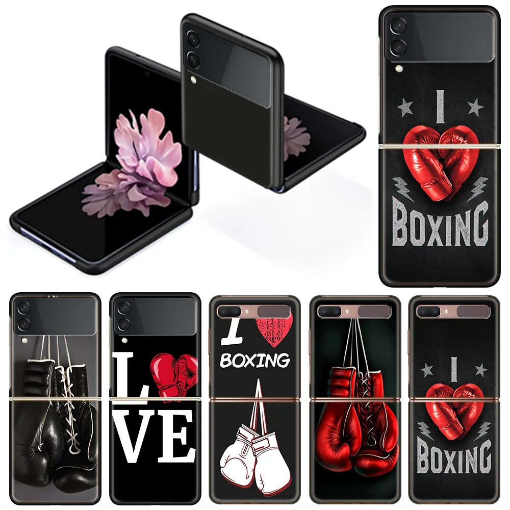 

Boxing Gloves Case for Samsung Galaxy Z Flip3 5G Flip 4G Shockproof Capa 6.7 Inches Black Hard PC ZFlip 3 Phone Cover Fashion