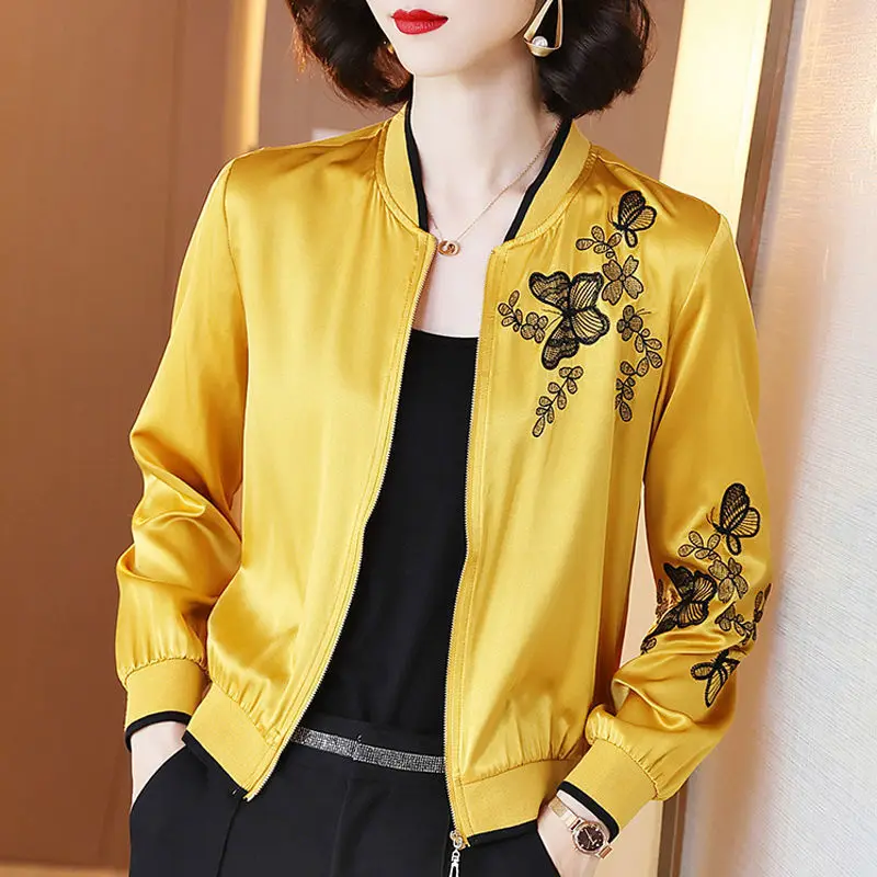 

Fashion Spring Summer Print Bomber Jacket Coat Women Thin Female Baseball Long Sleeve Basic Jackets Woman Outwear Clothes E59