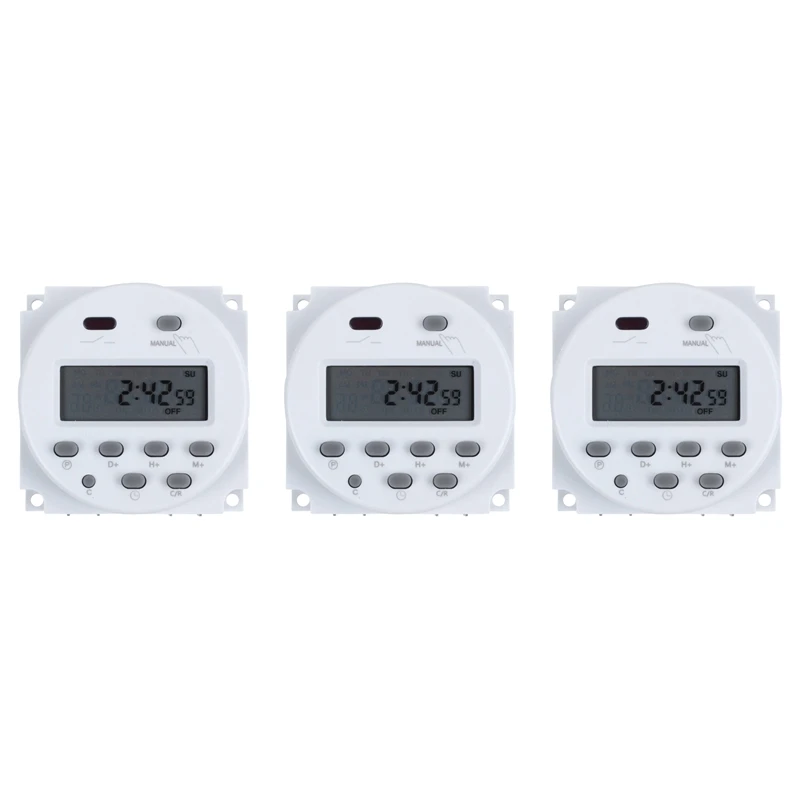 

3X DC 12V Digital LCD Power Programmable Timer Time Switch Relay 16A Amps