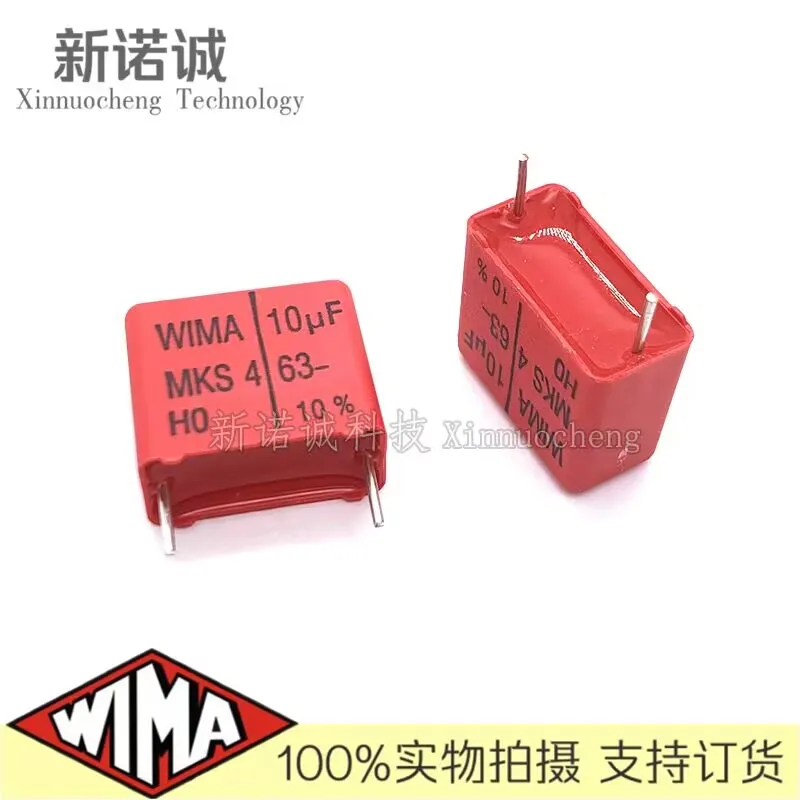 Фото 2 шт./5 шт./10 шт./партия WIMA MKS4 10 мкФ 63 в 63В 10мкф фольгированный пленочный конденсатор 10000нф 106 63В 106 ножное расстояние 15 мм №2