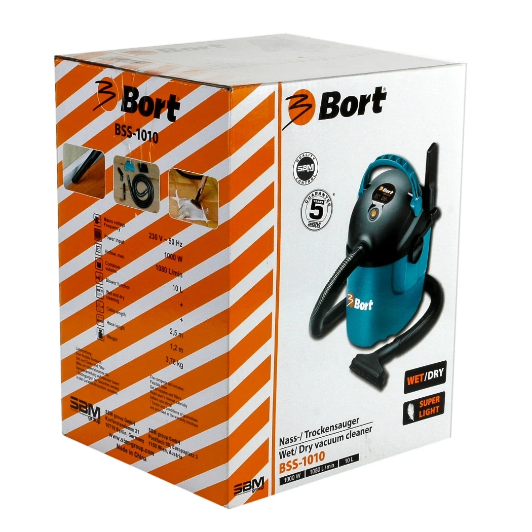 Пылесос универсальный Bort BSS-1010 (мощность 1000 Вт подходит для всасывания жидкостей