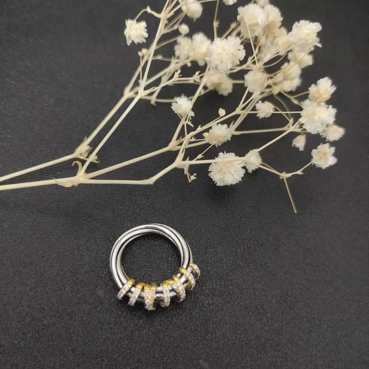 DY High Quality David Yurman  Petite Infinity Band Ring in Sterling Silver with Pavé Diamonds Women's Popular Charm