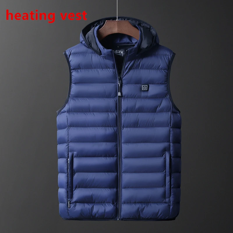 

Men's Intelligent Heating Vests Men's Winter Warm Lightweight Vest Men's Leisure Down Vest Hooded Waistcoats 2022 Black Blue