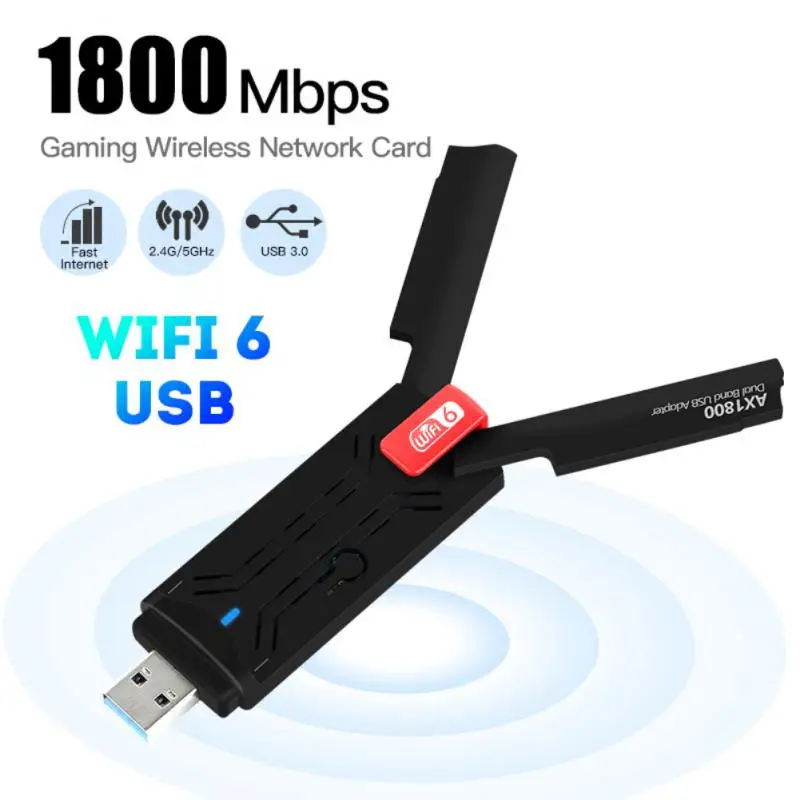 

Wireless USB WiFi Adapter Network Card 1800Mbps WiFi6 Dongle USB LAN Ethernet Dual Band 2.4G/5.0G For PC Laptop Windows