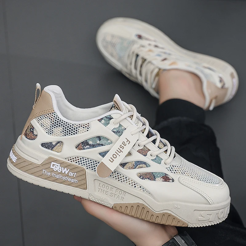 Модные кроссовки мужская обувь дышащая для ходьбы сетчатые повседневные в